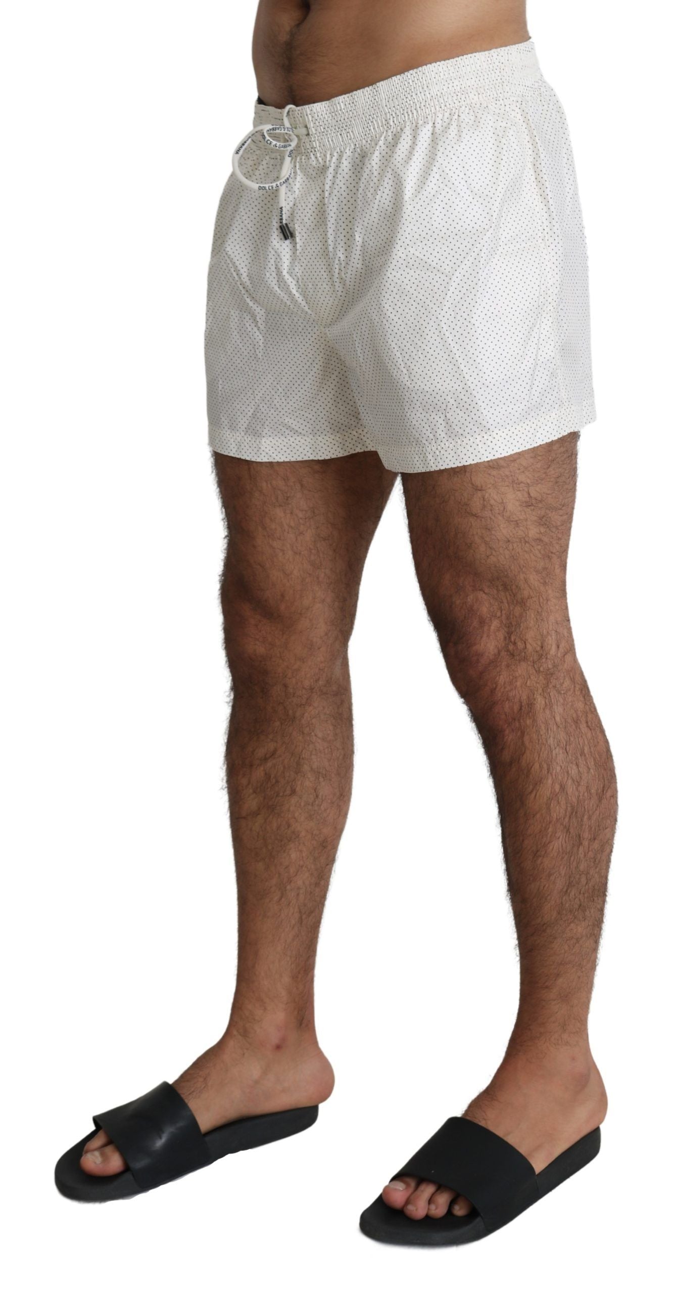 Dolce &amp; Gabbana White Polka Beachwear Shorts Mens Swimshorts