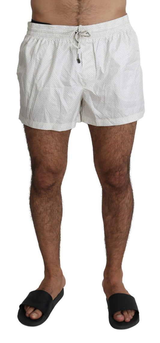 Dolce &amp; Gabbana White Polka Beachwear Shorts Mens Swimshorts