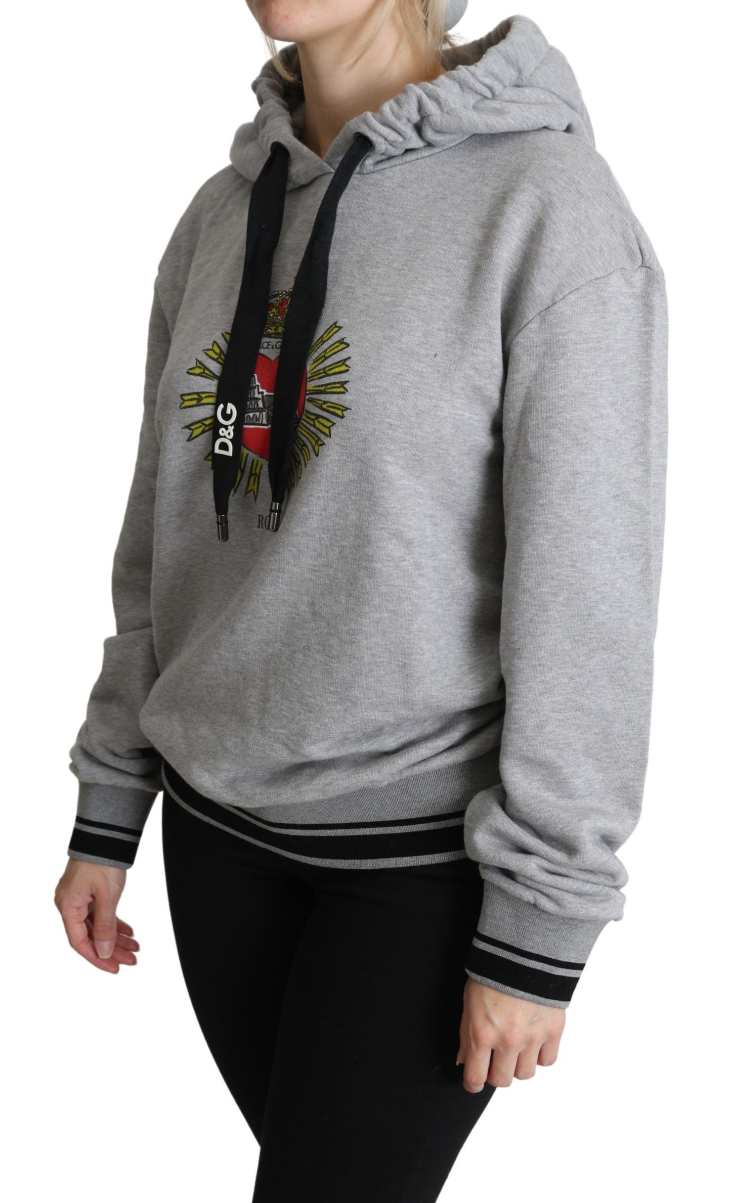 Dolce &amp; Gabbana Grey Printed Hooded Exclusive Logo Sweater