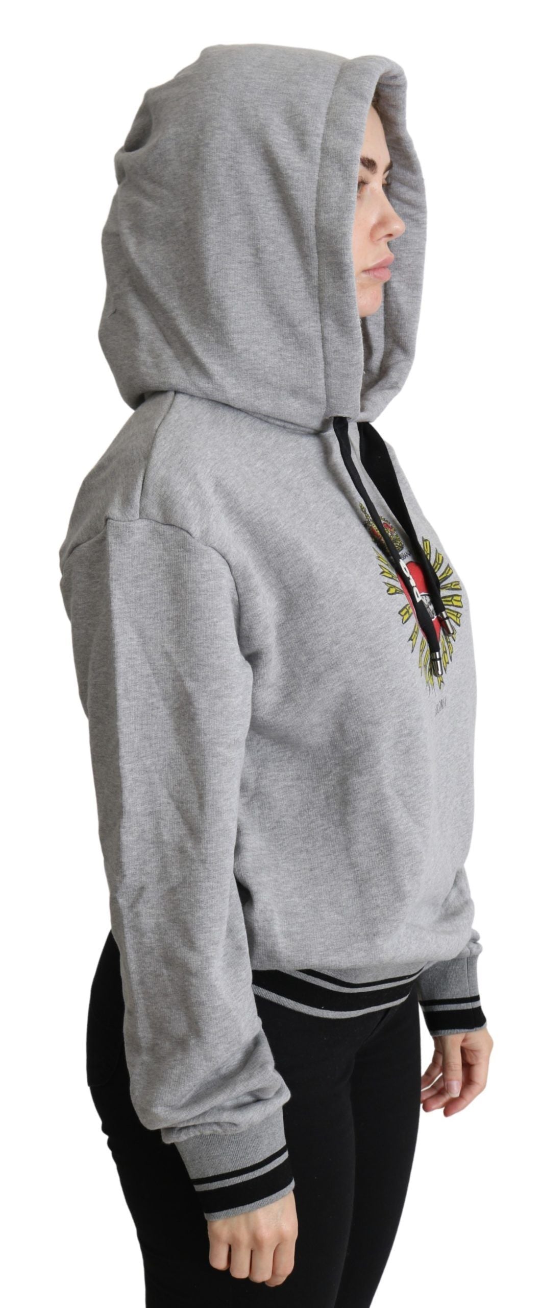 Dolce &amp; Gabbana Grey Printed Hooded Exclusive Logo Sweater