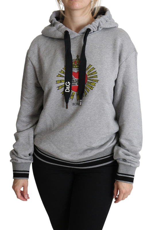 Dolce &amp; Gabbana Grey Printed Hooded Exclusive Logo Sweater