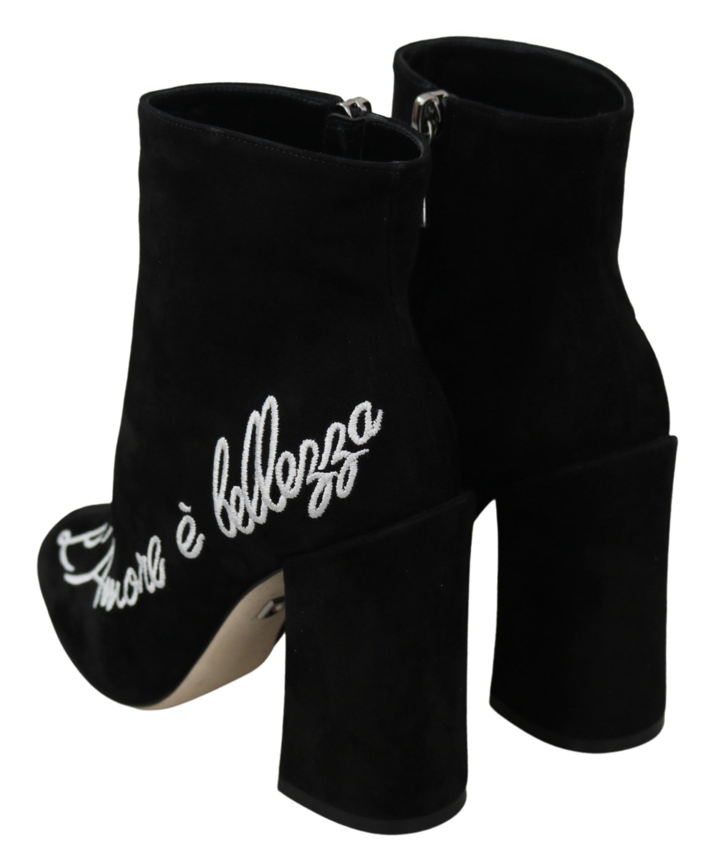 Dolce &amp; Gabbana Black Suede L'Amore E'Bellezza Boots Shoes