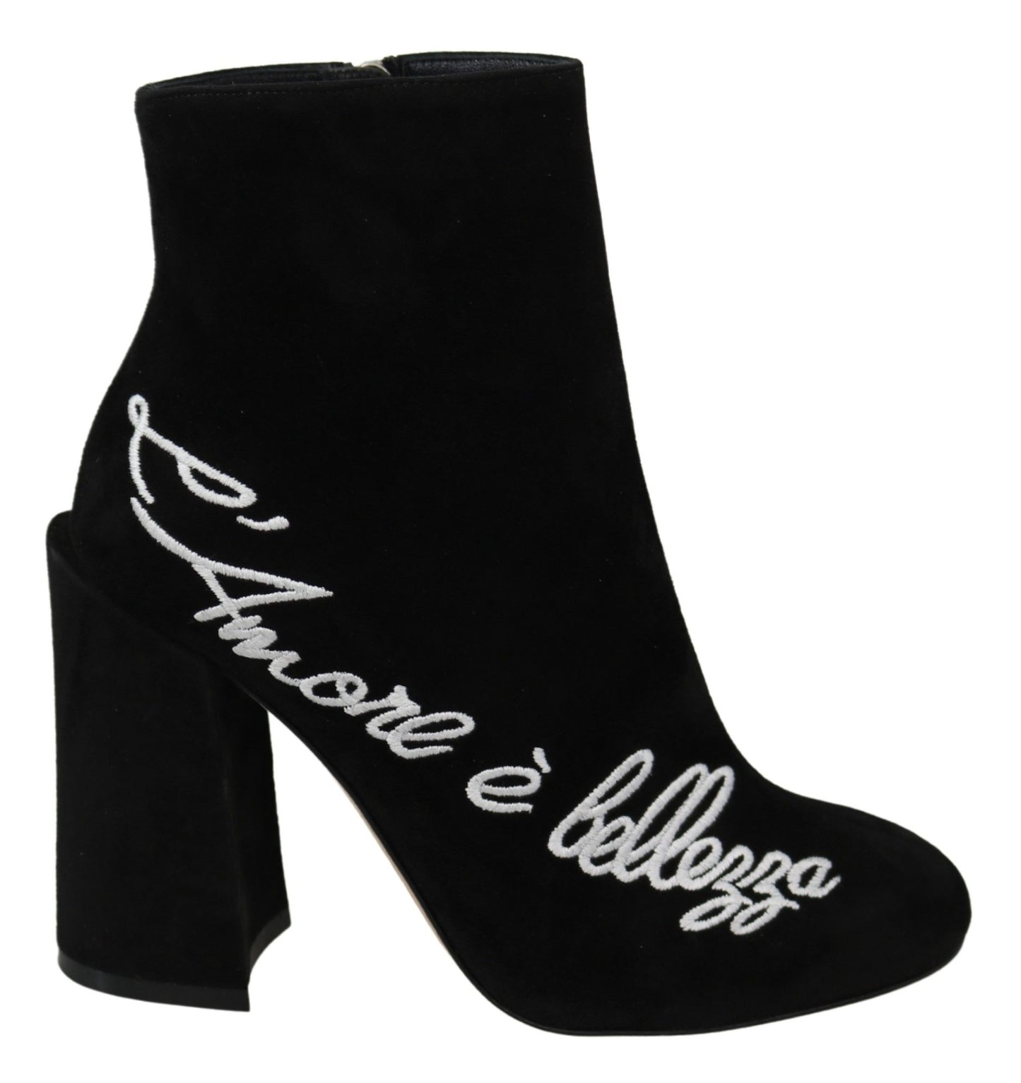 Dolce &amp; Gabbana Black Suede L'Amore E'Bellezza Boots Shoes