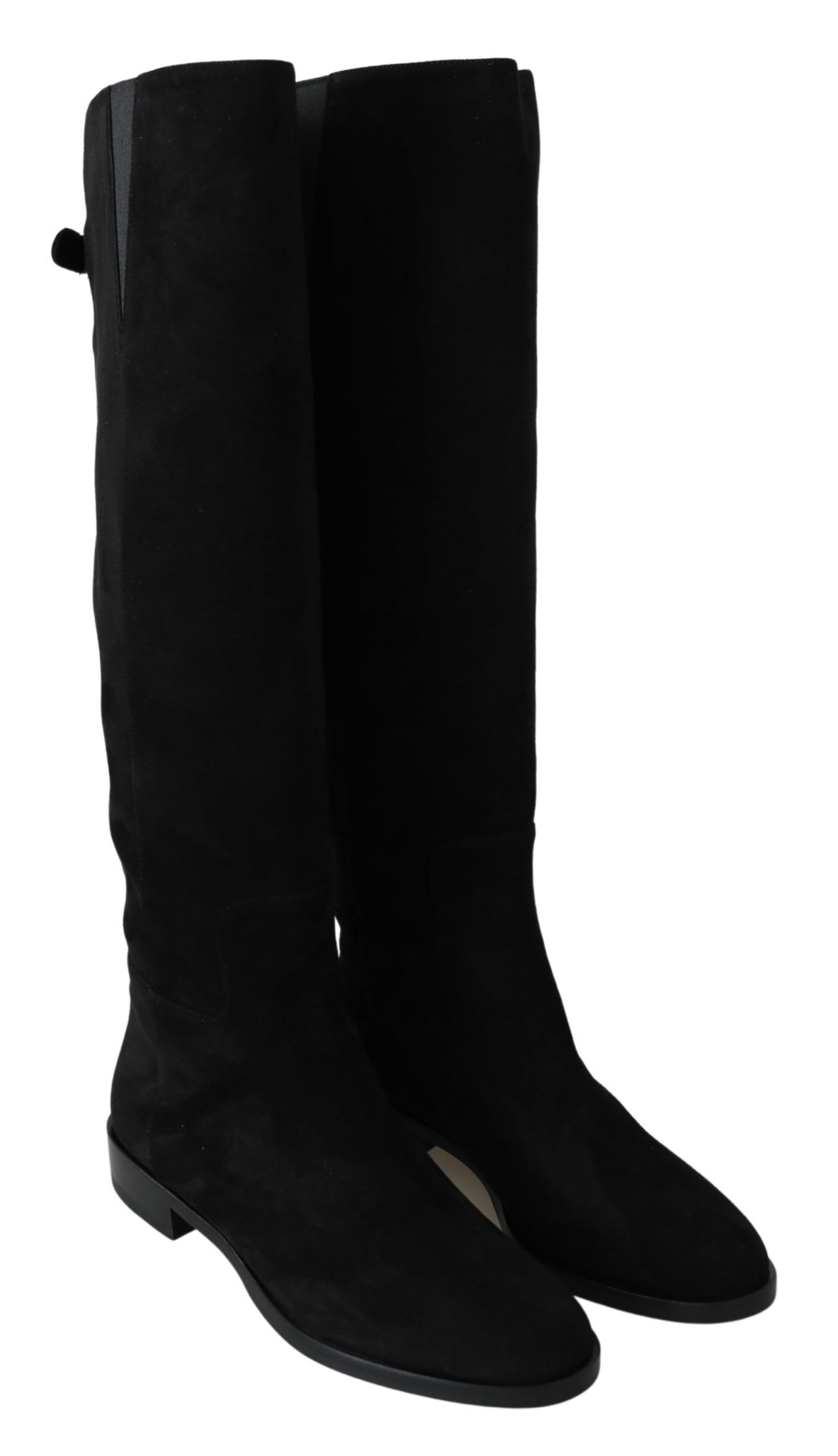 Dolce &amp; Gabbana Black Suede High Knee Flat na Flat Boots na Sapatos