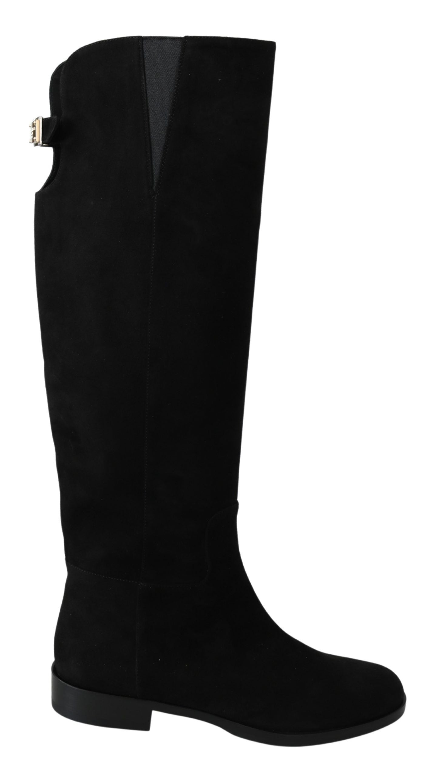 Dolce &amp; Gabbana Black Suede High Knee Flat na Flat Boots na Sapatos