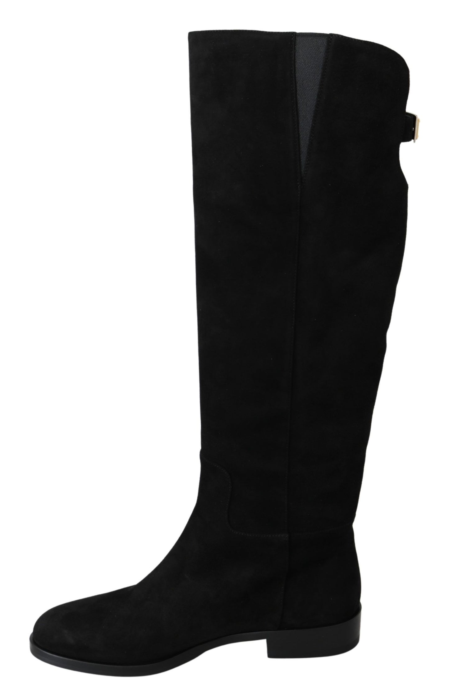 Dolce &amp; Gabbana Black Suede High Knee Flat na Flat Boots na Sapatos