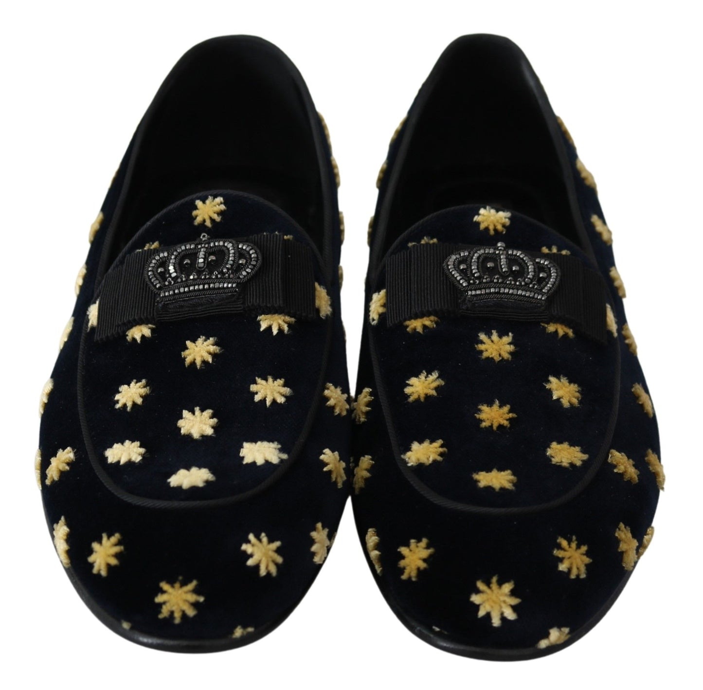 Dolce &amp; Gabbana Blue Velvet Crown Slipper Loafers Schuhe