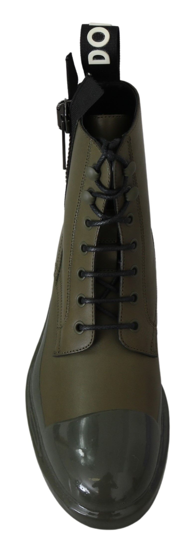 Dolce &amp; Gabbana Green Leather Boots Zipper Mens Shoes