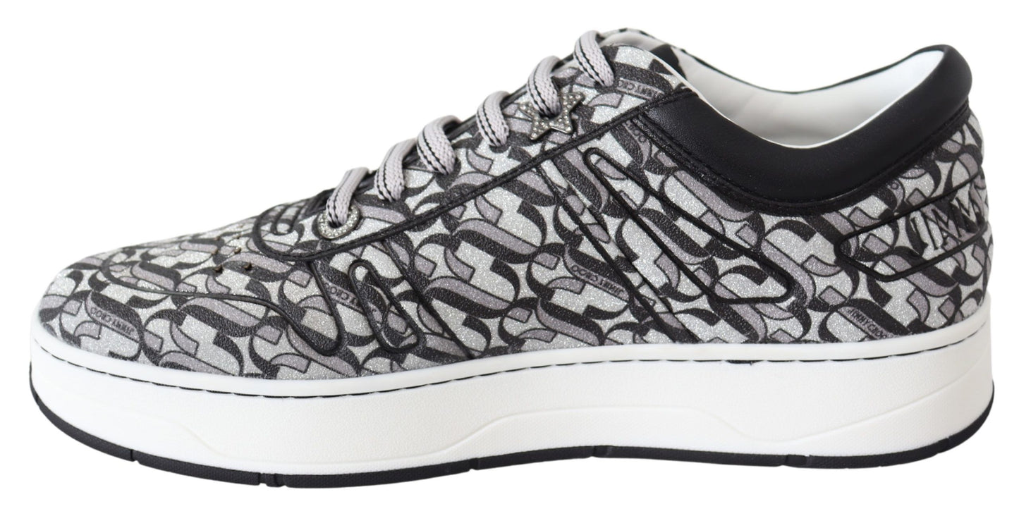 Jimmy Choo Silber-schwarz glitzernde Hawaii-Sneaker