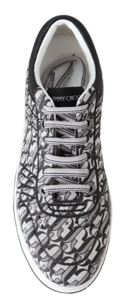 Jimmy Choo Silber-schwarz glitzernde Hawaii-Sneaker