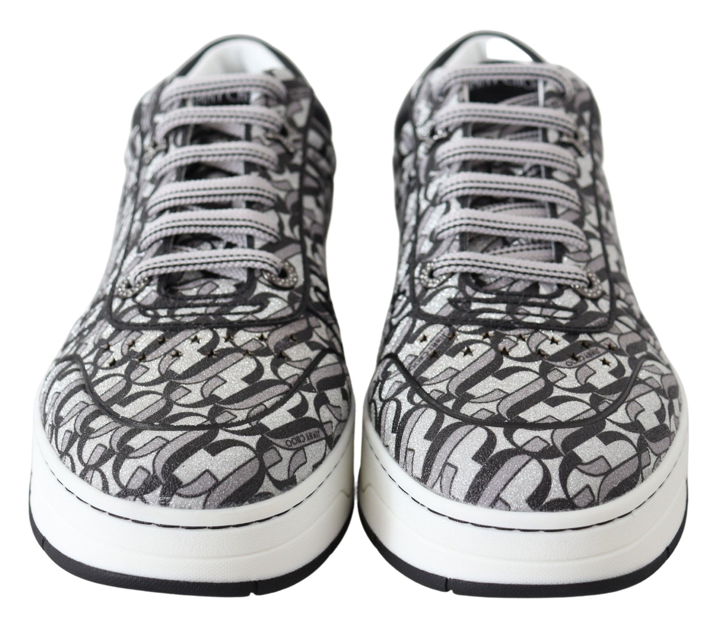 Jimmy Choo Silber-schwarz glitzernde Hawaii-Sneaker