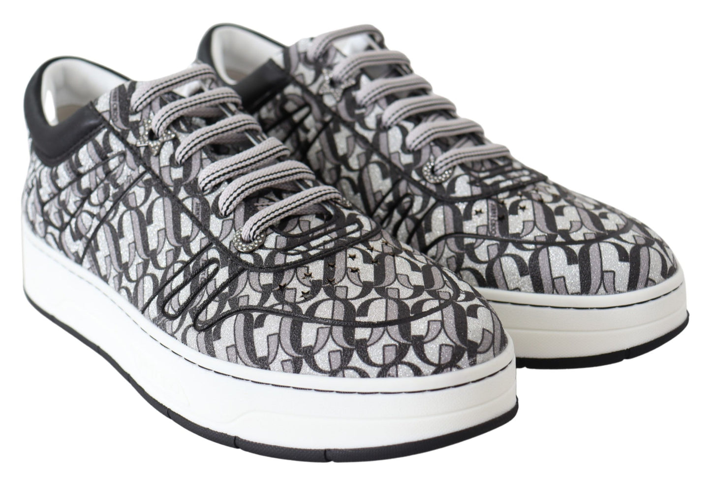 Jimmy Choo Silber-schwarz glitzernde Hawaii-Sneaker