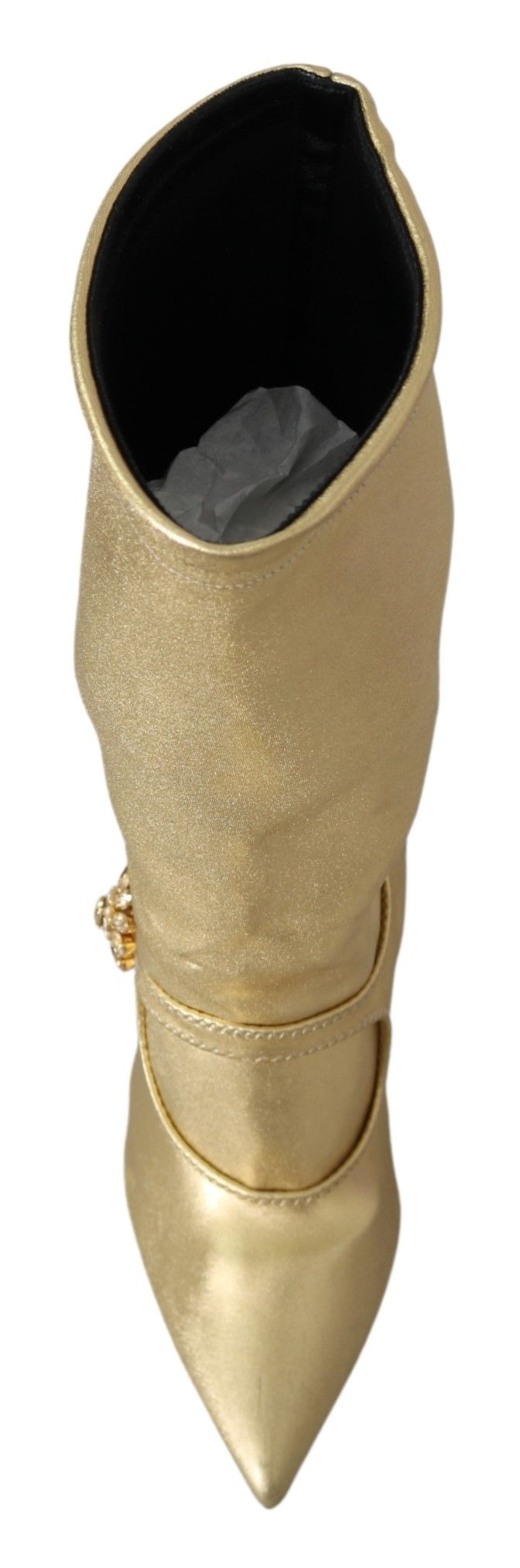 Dolce &amp; Gabbana Gold Rhinestones Ankle Boots Socks Shoes