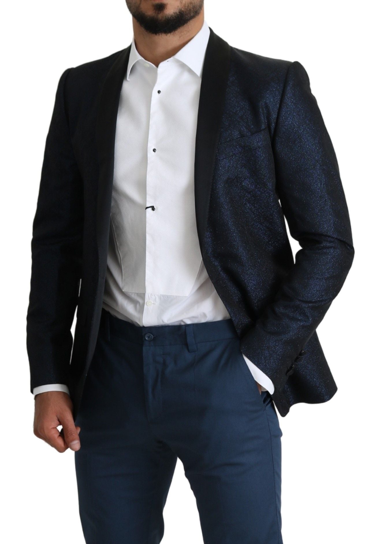 Dolce &amp; Gabbana Blue Slim Fit Jacket Coat MARTINI Blazer