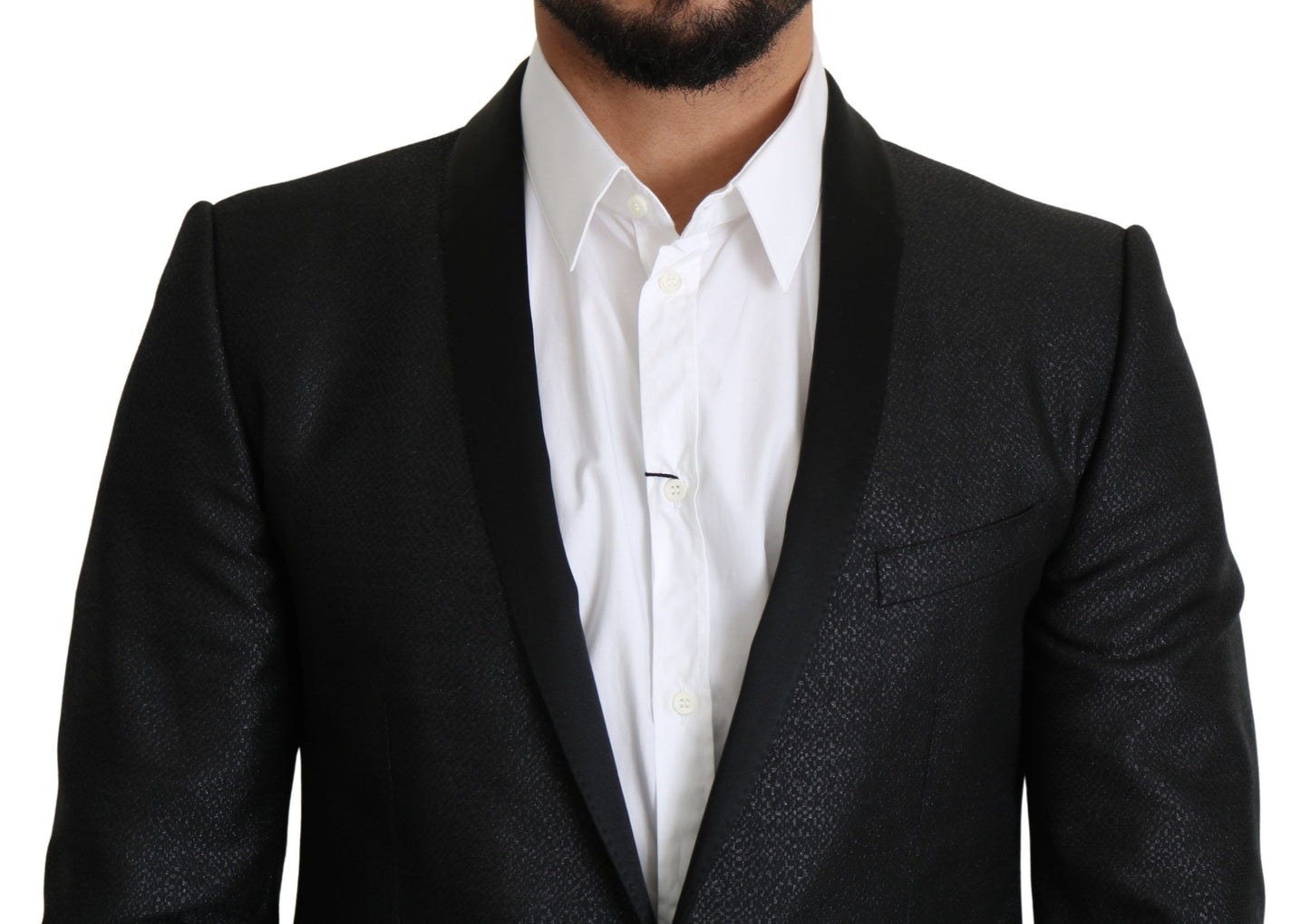 Dolce &amp; Gabbana Black Jacquard Single Breasted GOLD Blazer