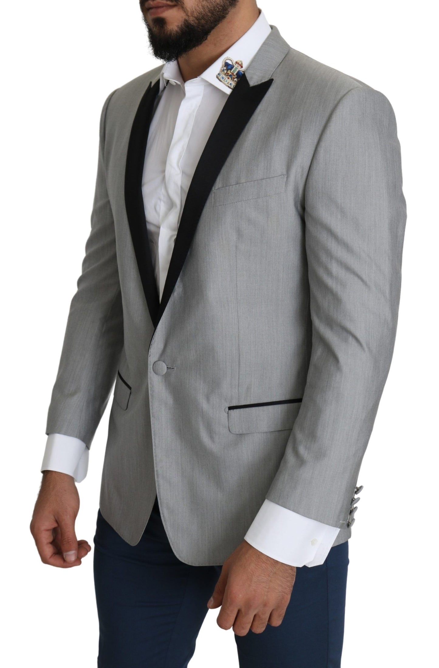 Dolce &amp; Gabbana Light Grey Single Breasted SARTORIA Blazer