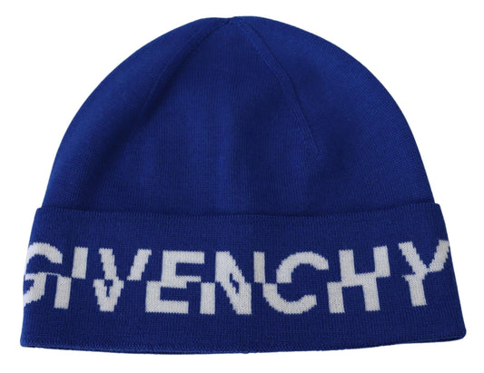 Winterwarme Unisex-Mütze aus blauer Wolle von Givenchy