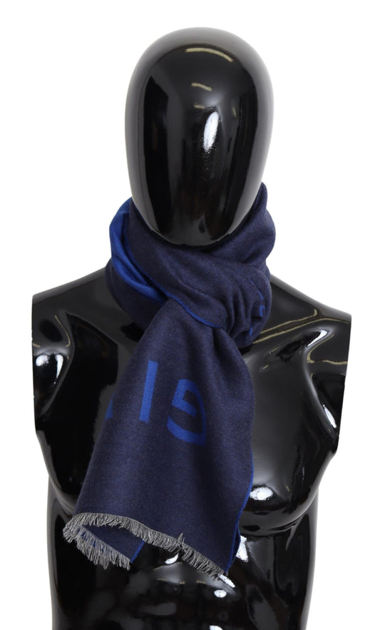 Givenchy Blue Wool Unisex Winter Warm Scarf Wrap Shawl