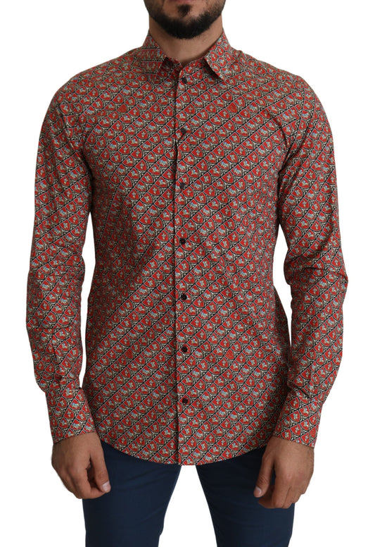 Dolce &amp; Gabbana Red Printed Knight Formal Dress MARTINI Shirt