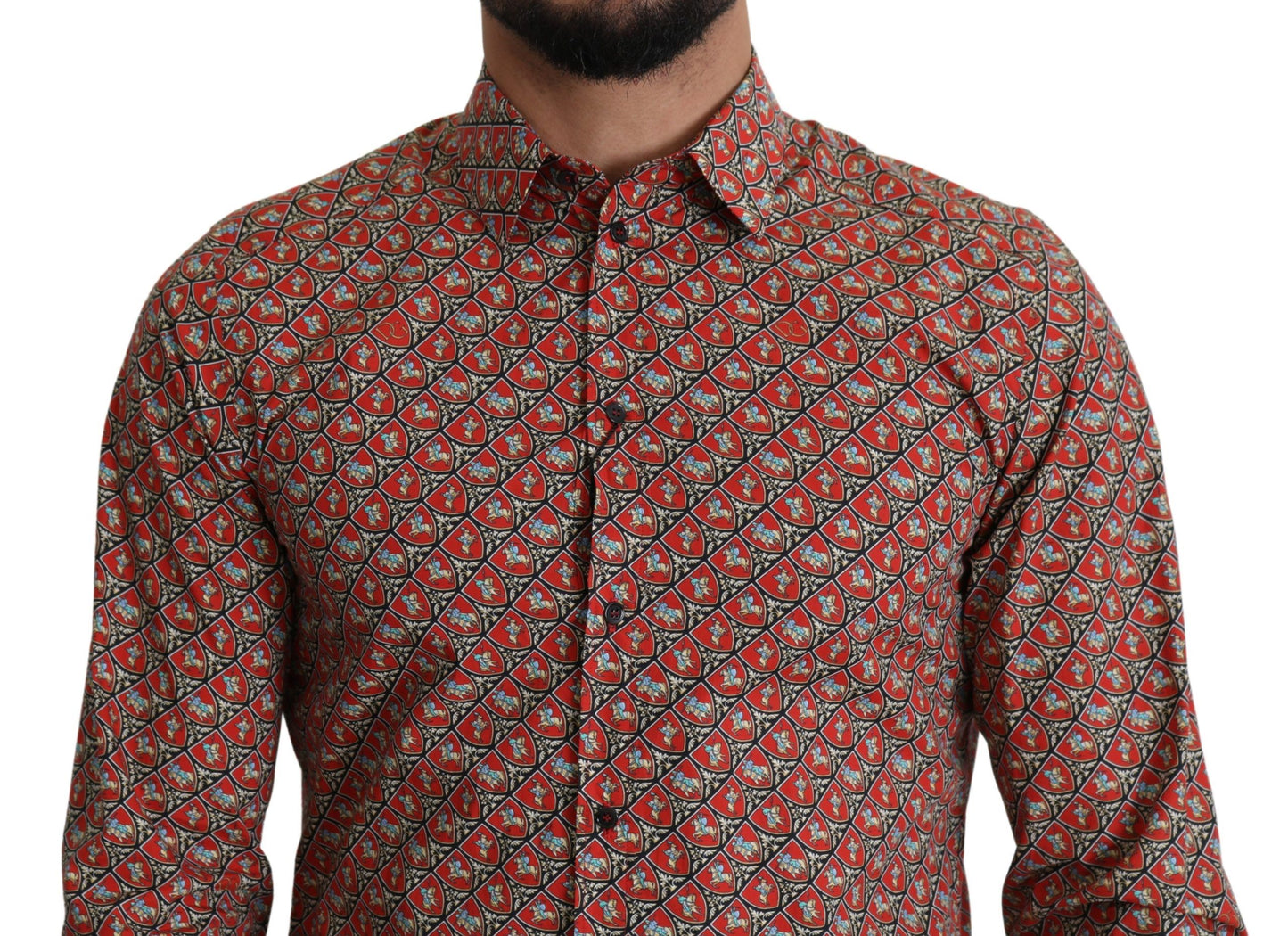 Dolce &amp; Gabbana Red Printed Knight Formal Dress MARTINI Shirt