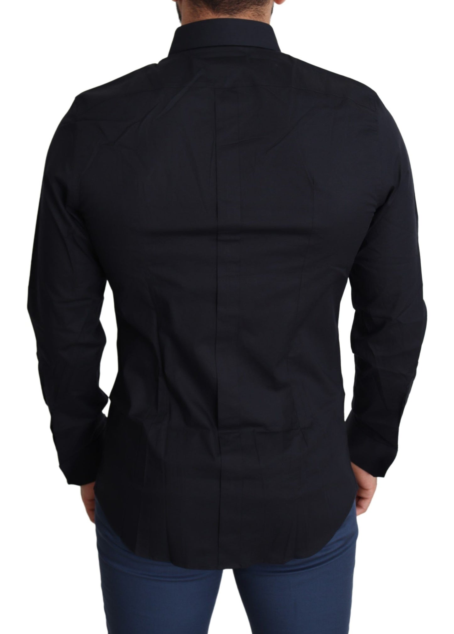 Dolce &amp; Gabbana Black Cotton Formal GOLD Dress Shirt