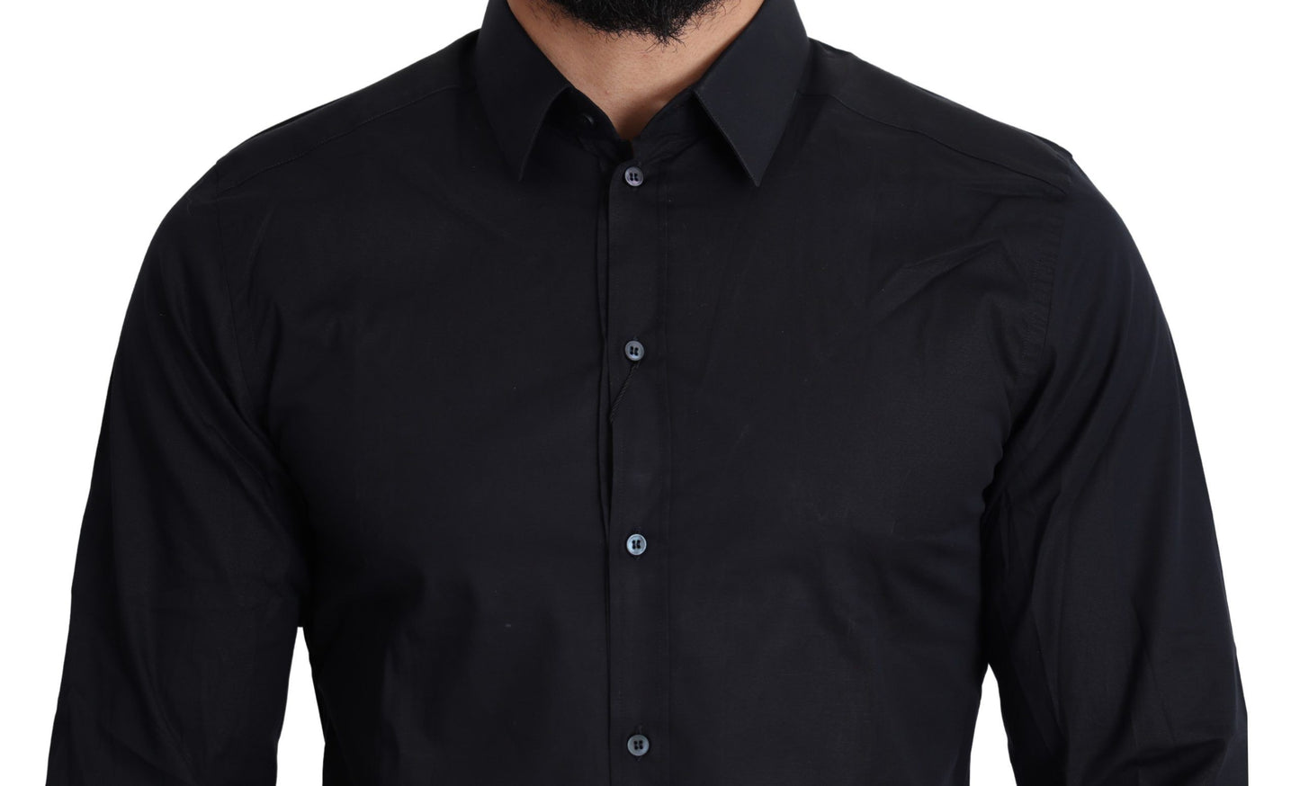 Dolce &amp; Gabbana Black Cotton Formal GOLD Dress Shirt