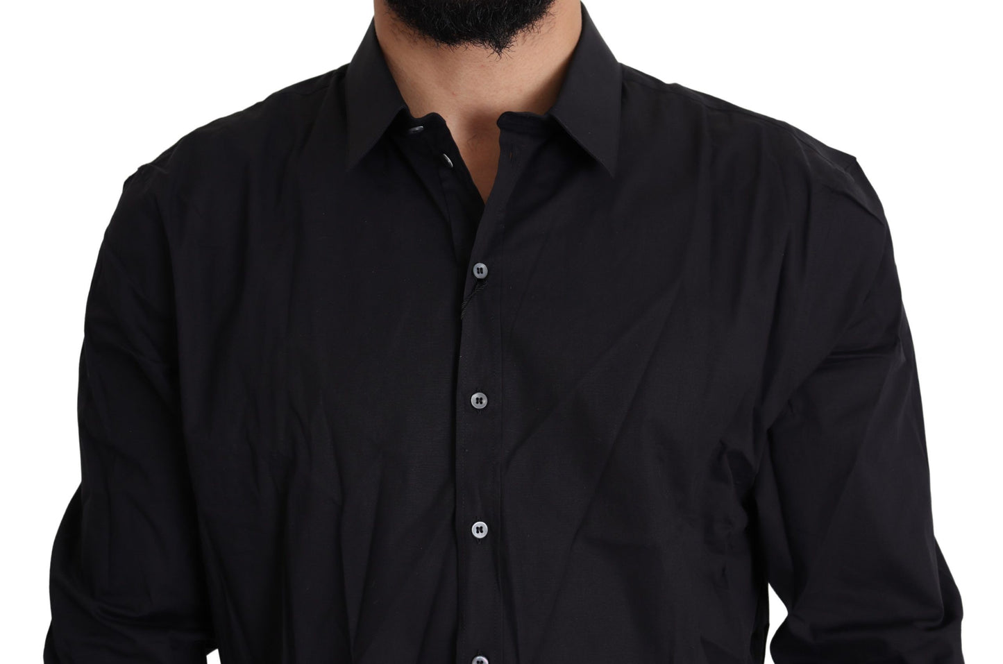 Dolce &amp; Gabbana Black Cotton Stretch Dress SICILIA Shirt