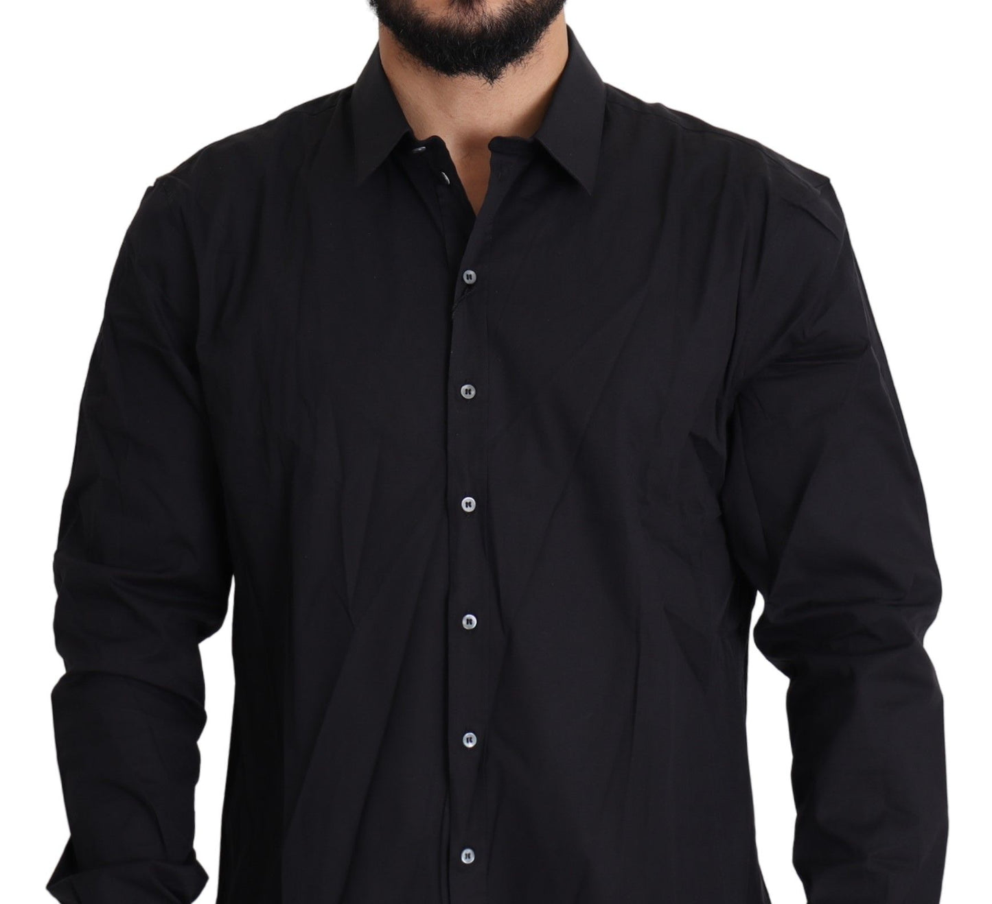 Dolce &amp; Gabbana Black Cotton Stretch Dress SICILIA Shirt