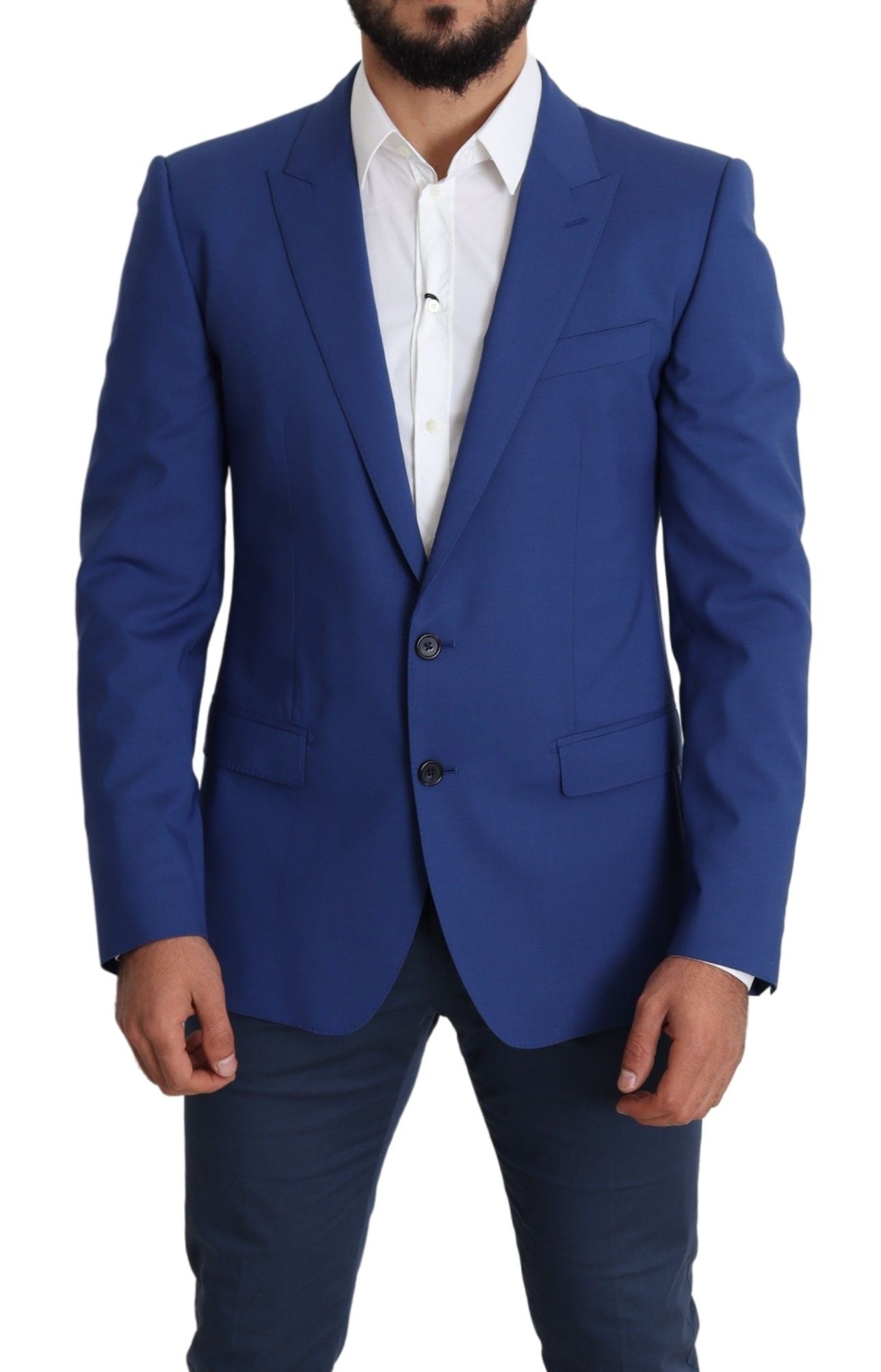 Dolce &amp; Gabbana Blauer einreihiger Wollmantel MARTINI-Blazer