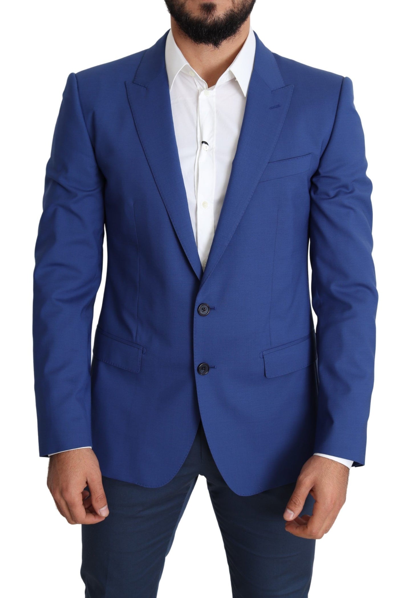 Dolce &amp; Gabbana Blauer einreihiger Wollmantel MARTINI-Blazer