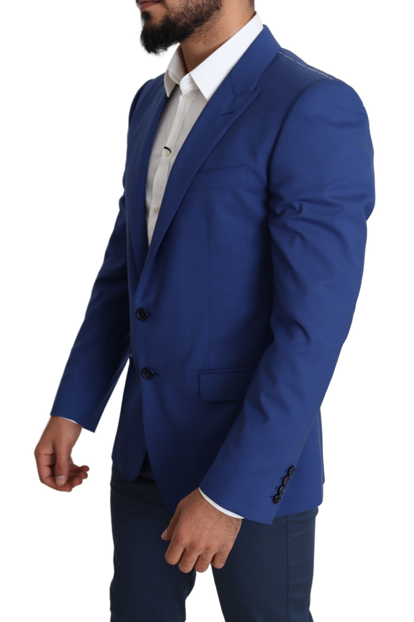 Dolce &amp; Gabbana Blue Wool Single Breasted Coat MARTINI Blazer