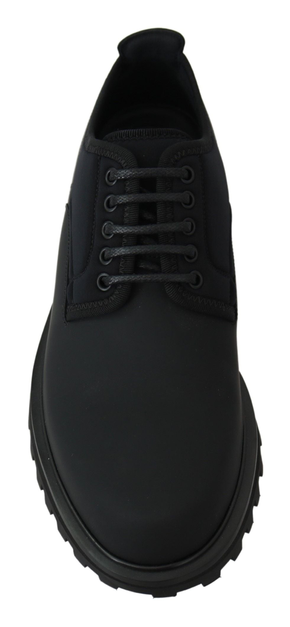 Dolce &amp; Gabbana Black Rubberized Calfskin Chunky Derby Vulcano Shoes