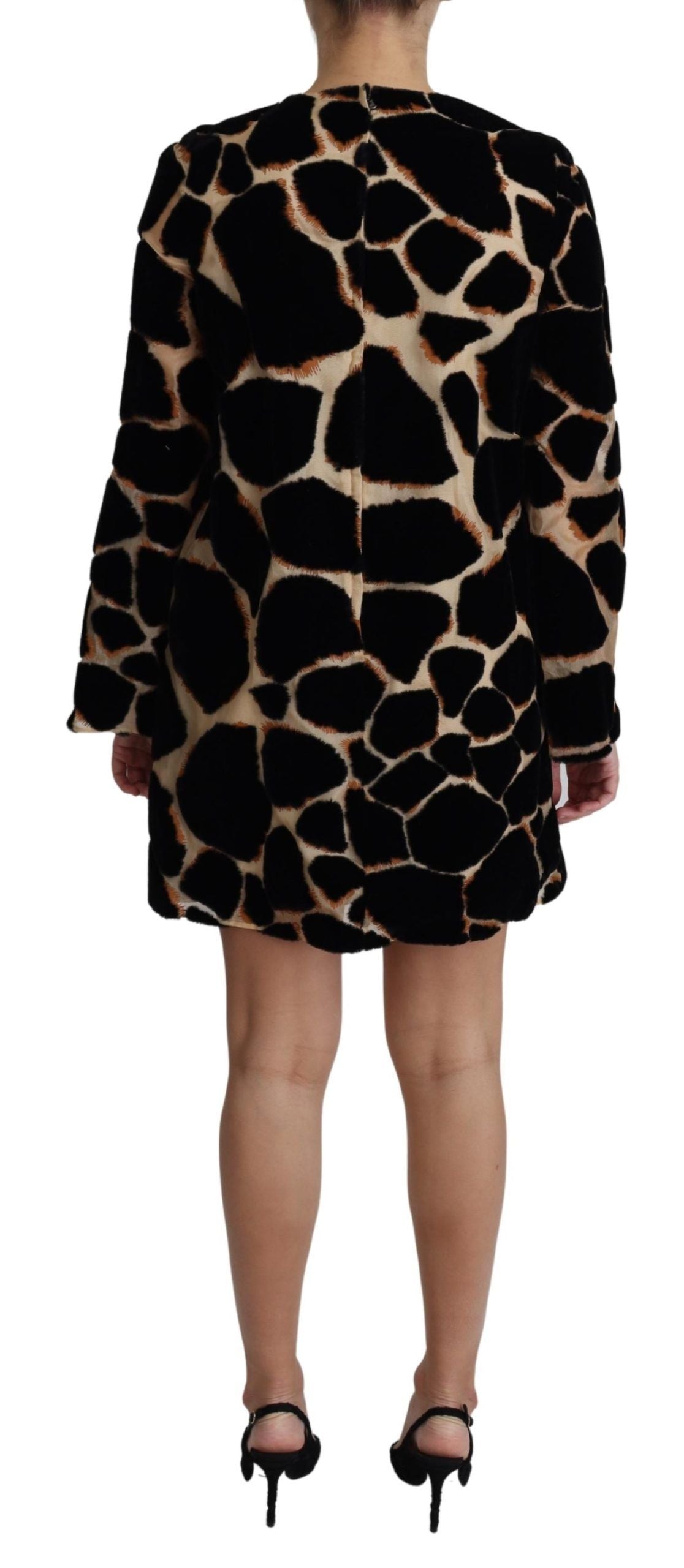 Dolce &amp; Gabbana Black Giraffe Print Shift Mini Dress