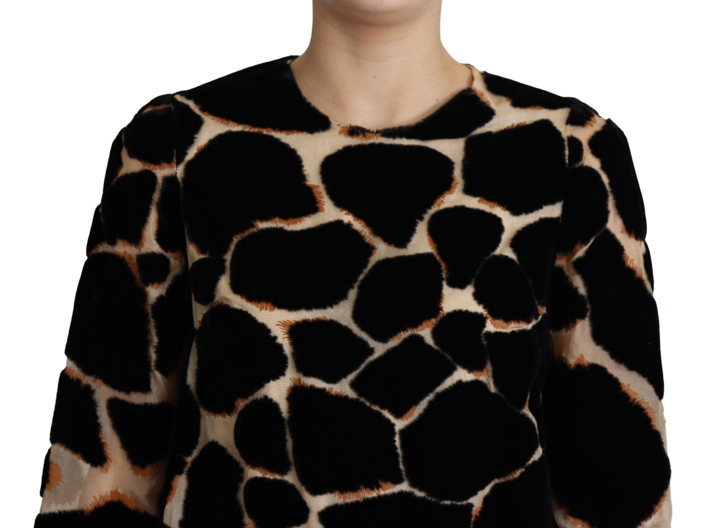 Dolce &amp; Gabbana Black Giraffe Print Shift Mini Dress