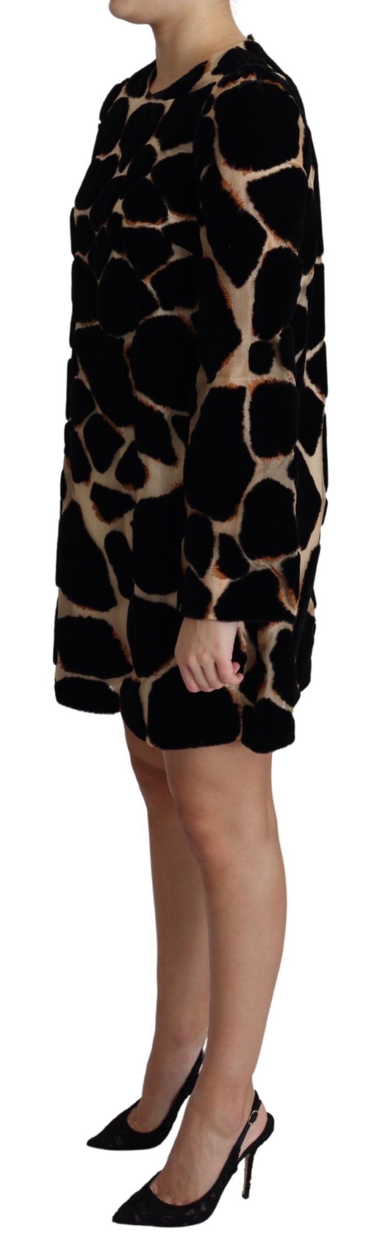 Dolce &amp; Gabbana Black Giraffe Print Shift Mini Dress