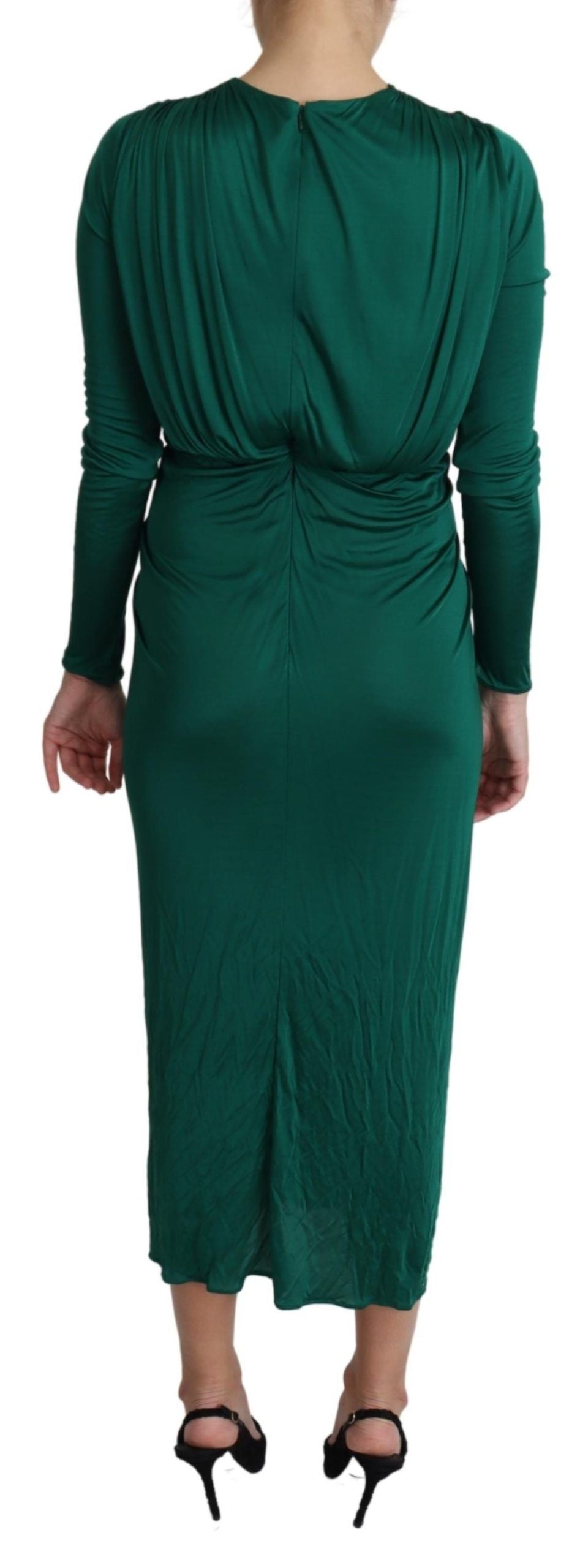 Dolce &amp; Gabbana Green Fitted Silhouette Midi Viscose Dress