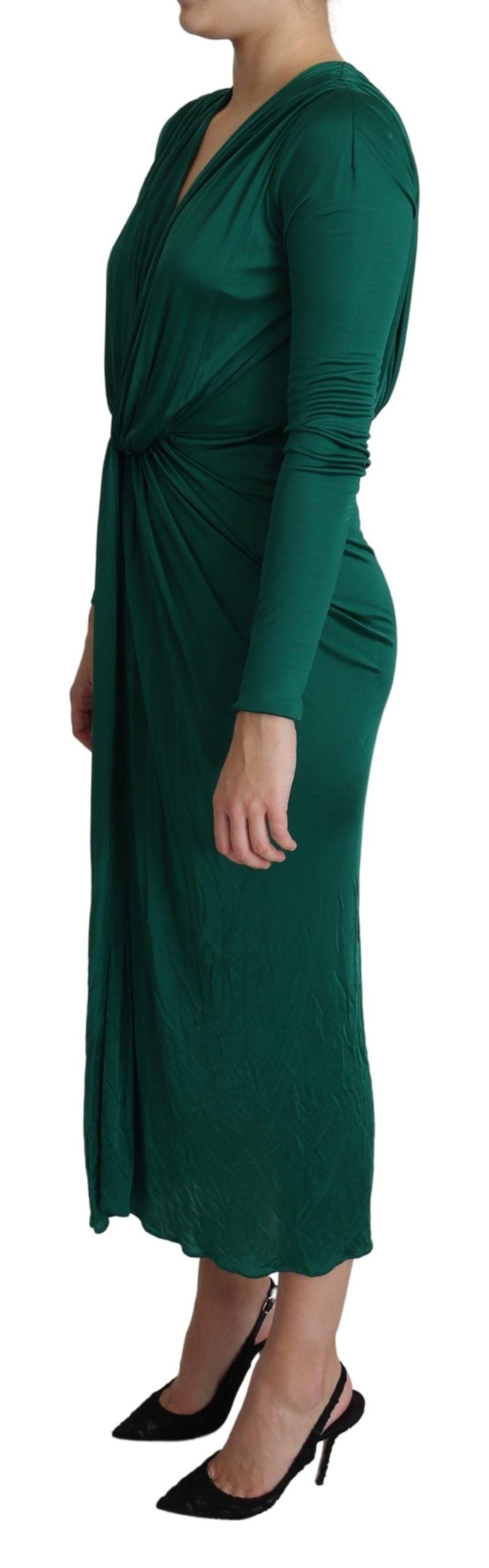 Dolce &amp; Gabbana Green Fitted Silhouette Midi Viscose Dress