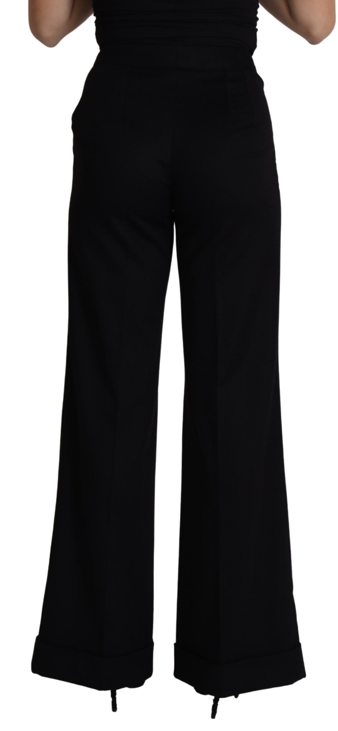 Dolce &amp; Gabbana Black Cashmere Wide Leg Pambabaeng Pantalon