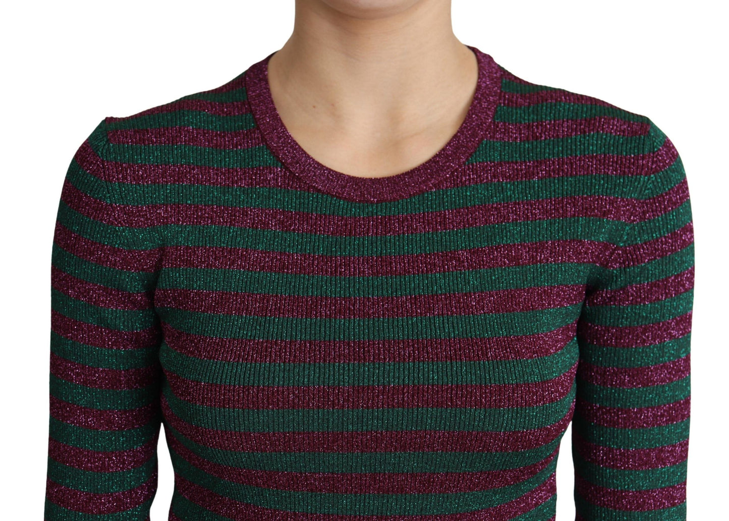 Dolce &amp; Gabbana Multicolor Stripes Crew Neck Pullover Sweater