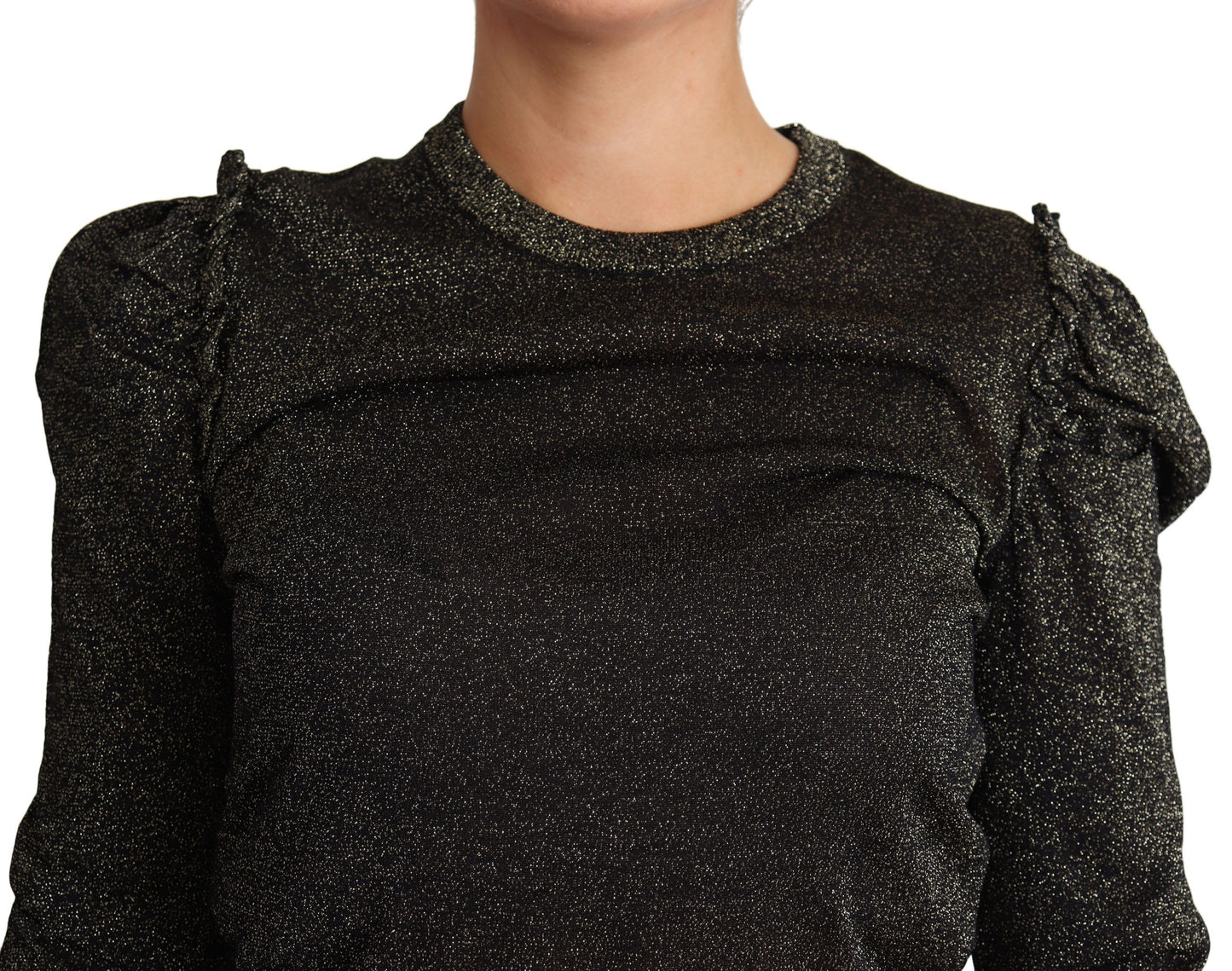 Dolce &amp; Gabbana Black Gold Cropped Women Pullover Sweater