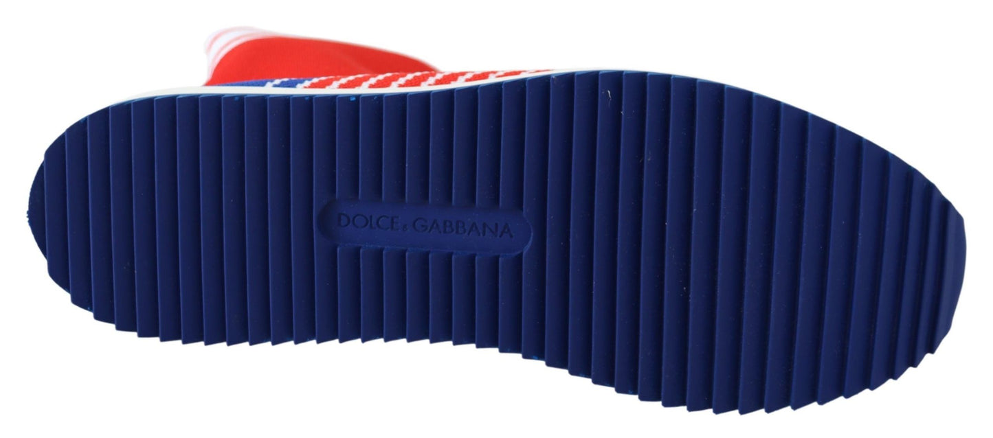 Dolce &amp; Gabbana Blue Red Sorrento Logo Sneakers Socks Shoes