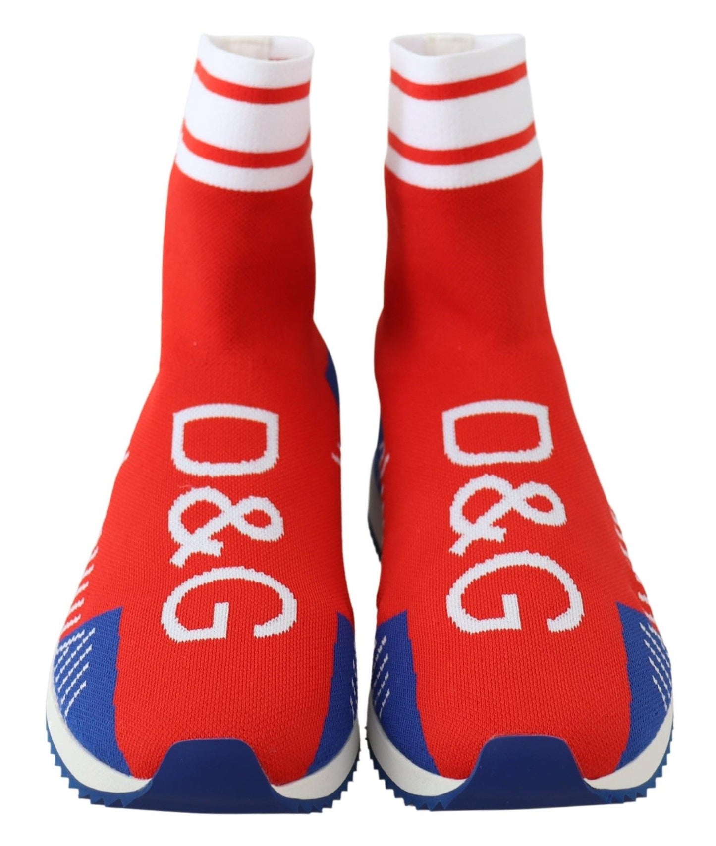 Dolce &amp; Gabbana Blau Rot Sorrento Logo Sneakers Socken Schuhe