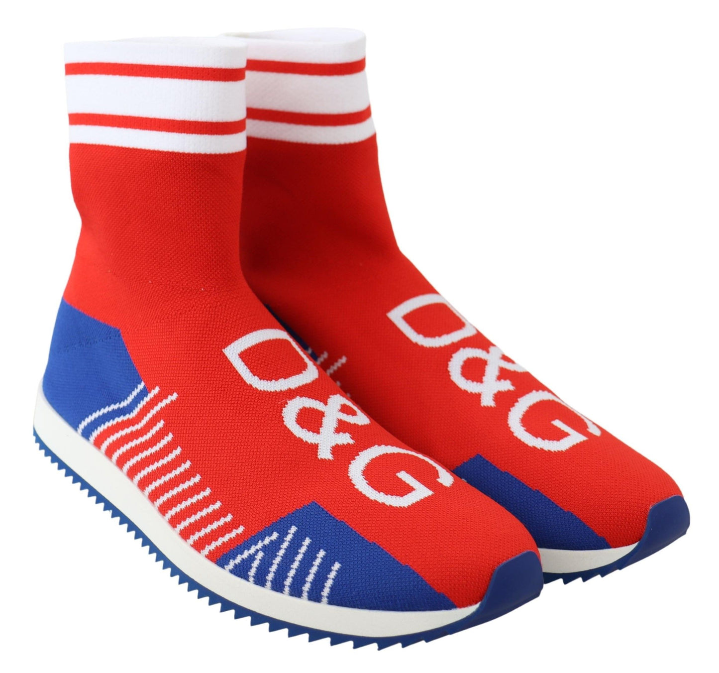 Dolce &amp; Gabbana Blue Red Sorrento Logo Sneakers Socks Shoes