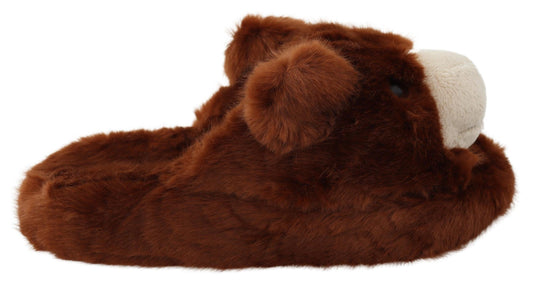 Dolce &amp; Gabbana Brown Teddy Bear Slippers Sandals Shoes