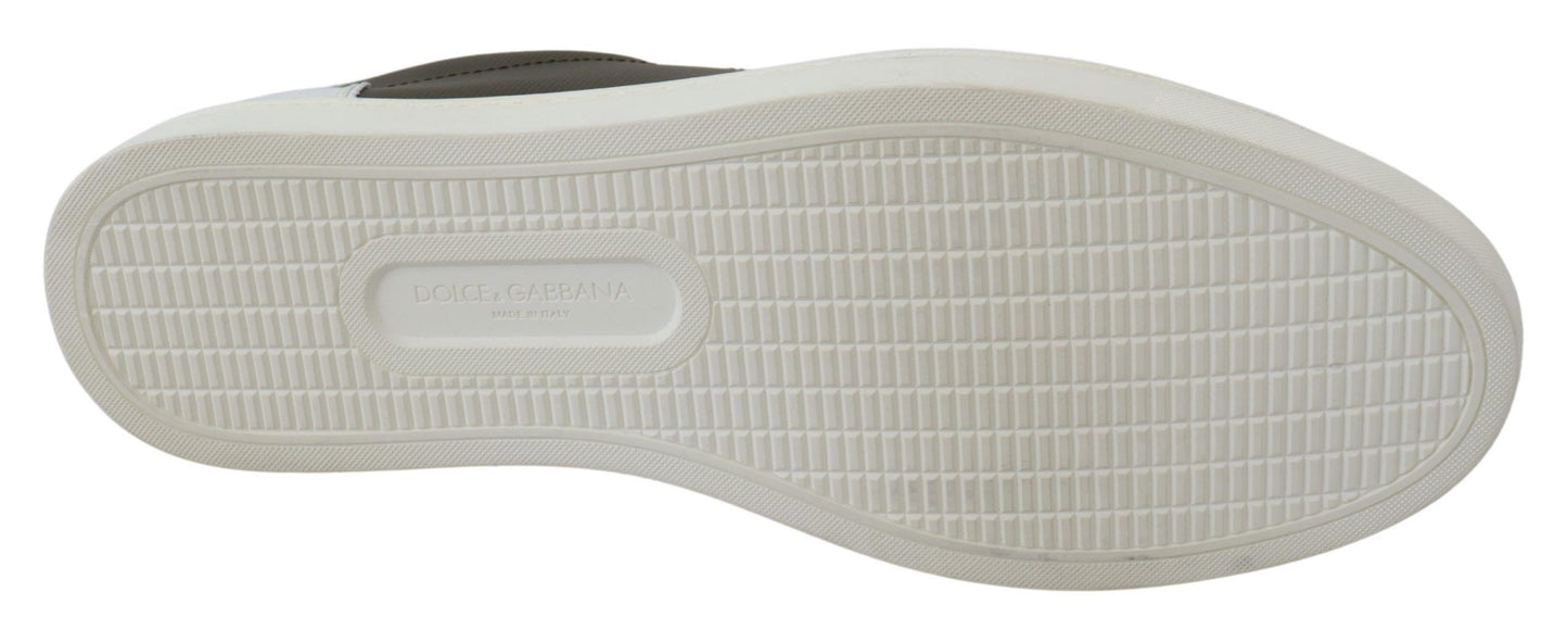 Dolce &amp; Gabbana White Green Leather Low Top Sneakers Shoes