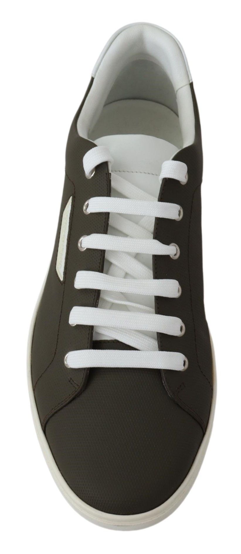 Dolce &amp; Gabbana White Green Leather Low Top Sneakers Shoes