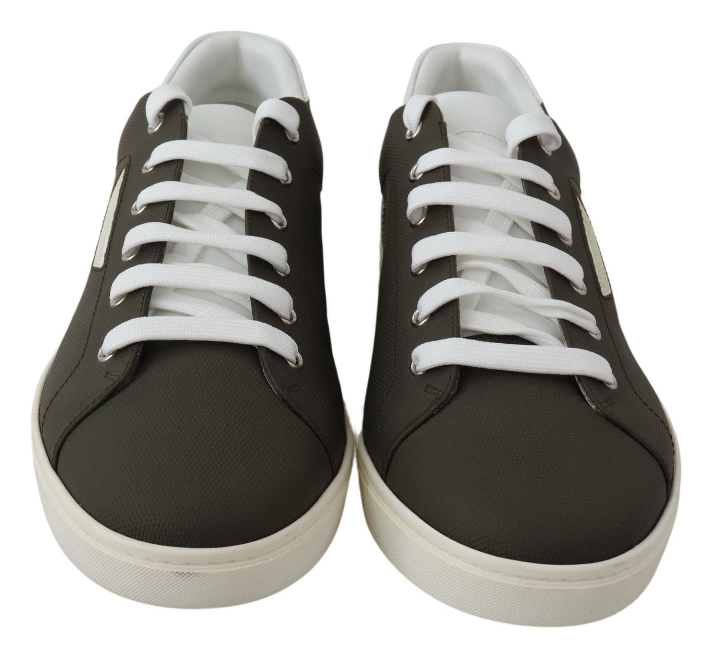 Dolce &amp; Gabbana White Green Leather Low Top Sneakers Shoes