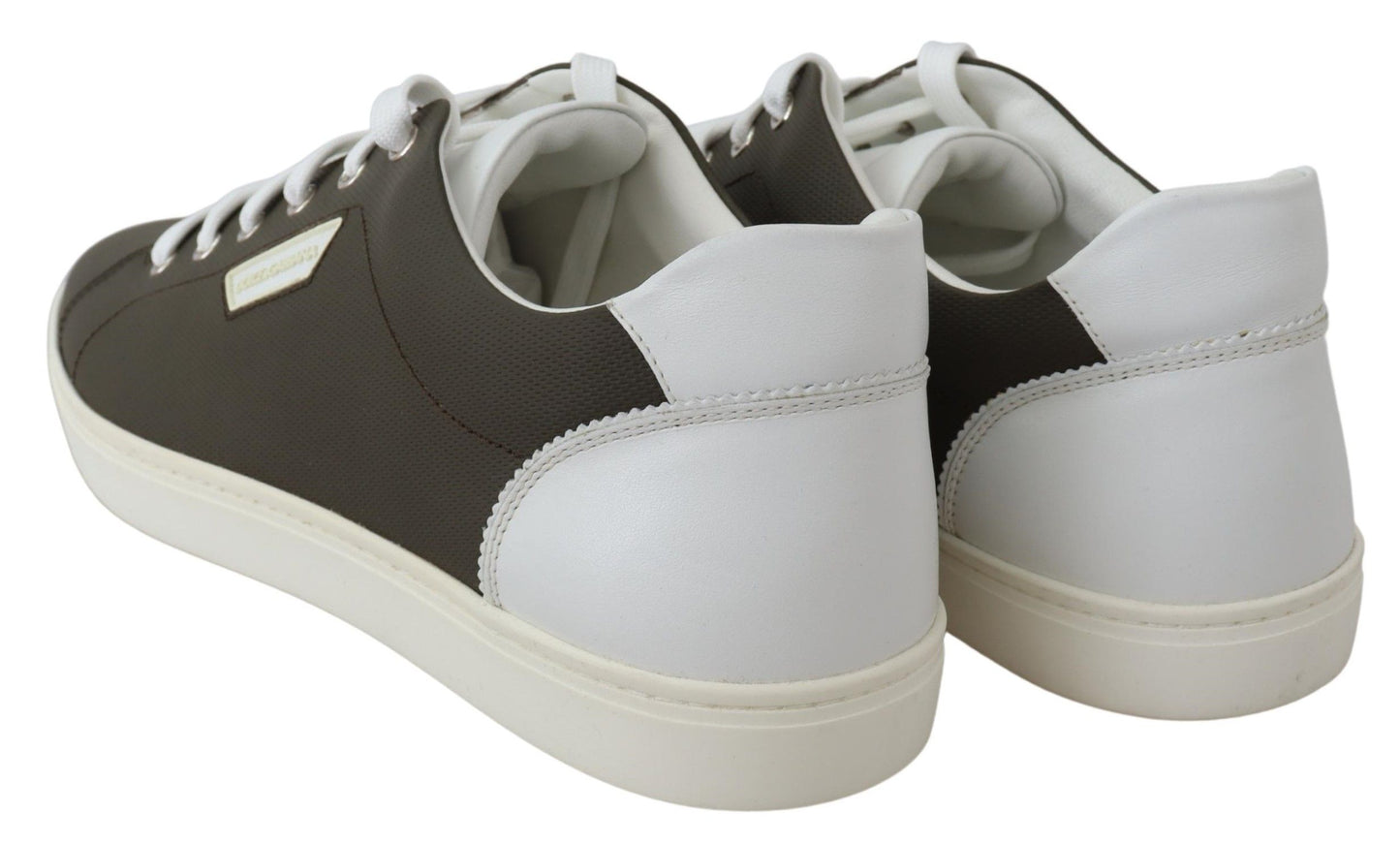 Dolce &amp; Gabbana White Green Leather Low Top Sneakers Shoes