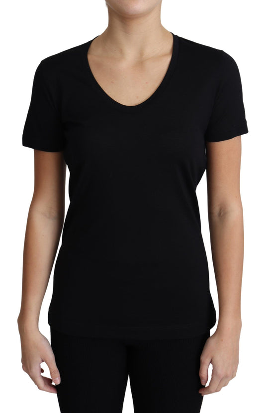 Dolce &amp; Gabbana Black Wool Round Neck Short Sleeves T-shirt