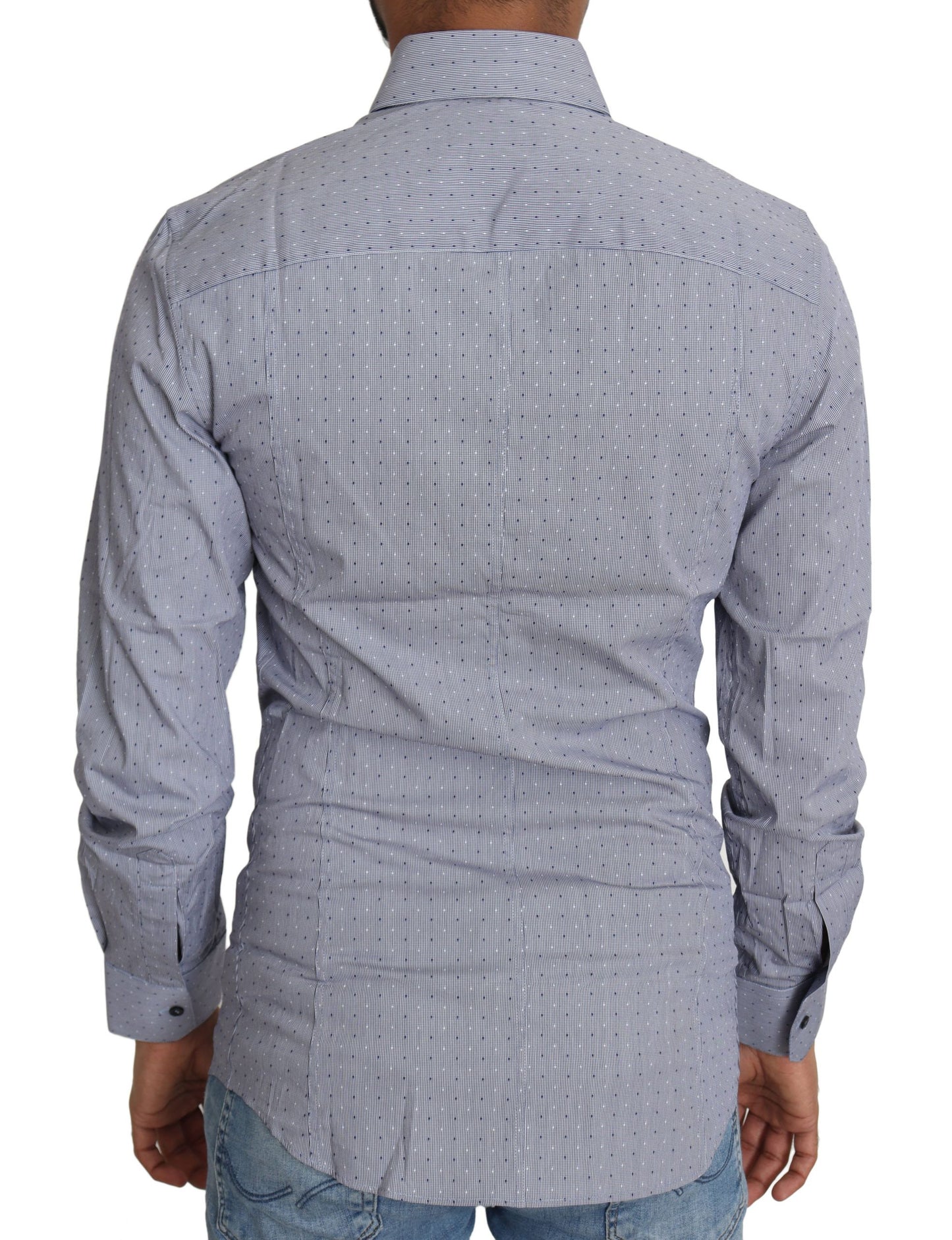 Dolce &amp; Gabbana Grey Dotted Semi Fitted Formal SICILIA Shirt